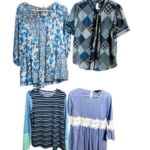 Women's Medium 8 10 Tops Shirts Blouses Wholesale Bulk Lot of 4 M